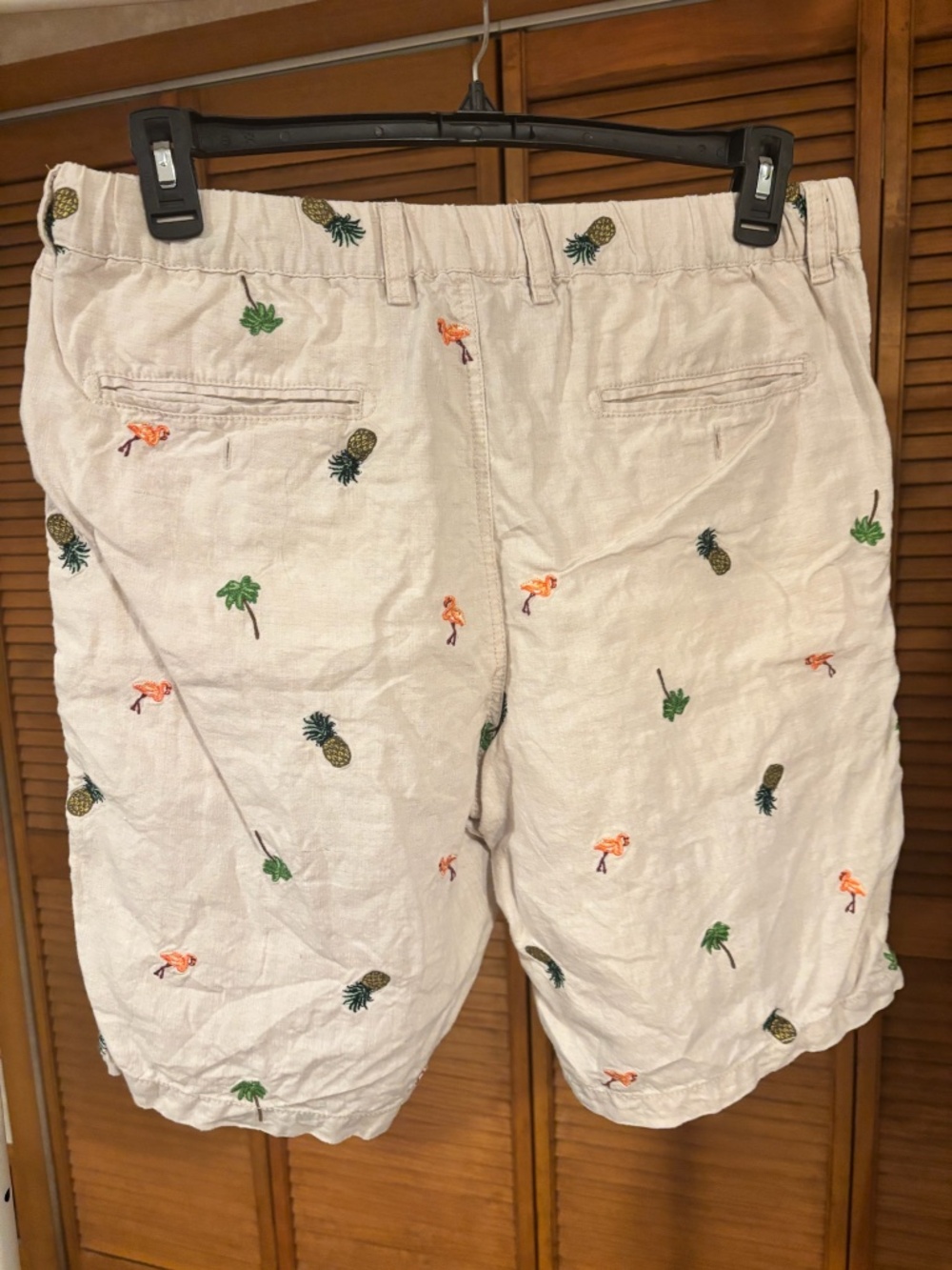 Tommy Bahama Flamingo Tango Linen Shorts 10" Embroidered Pineapple Beige - Picture 2 of 12